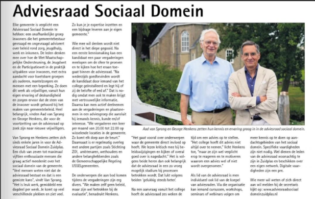 Blog: Adviesraad wordt geinterviewd van Adviesraad Sociaal Domein Zuidplas